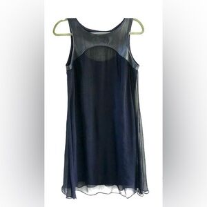 Bailey 44 - NWT - Navy Chiffon Sleeveless Leather Chiffon dress - size Small